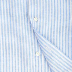 CAMICIA IN LINO BIANCA E AZZURRA Rigata