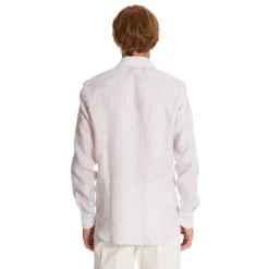 CAMICIA IN LINO BIANCA E BEIGE Rigata