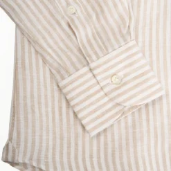 CAMICIA IN LINO BIANCA E BEIGE Rigata