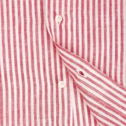 CAMICIA IN LINO BIANCA E BORDEAUX Rigata