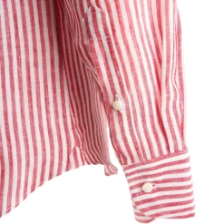 CAMICIA IN LINO BIANCA E BORDEAUX Rigata