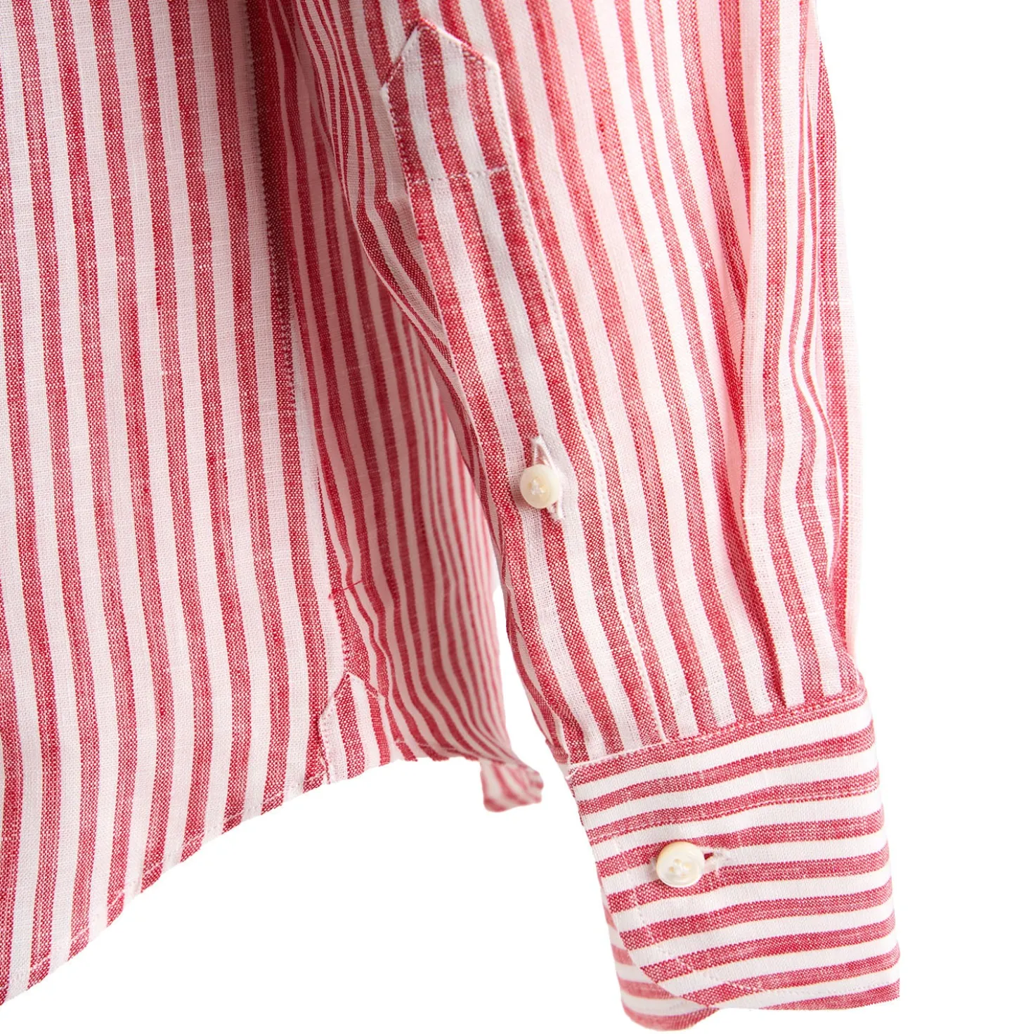 CAMICIA IN LINO BIANCA E BORDEAUX Rigata
