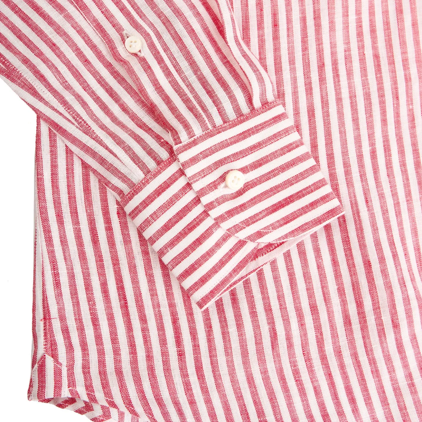 CAMICIA IN LINO BIANCA E BORDEAUX Rigata