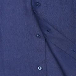 CAMICIA IN LINO BLU NOTTE Con bottoni in madreperla