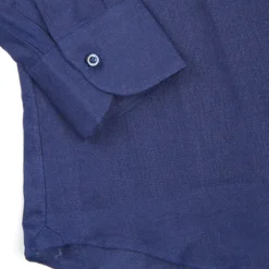 CAMICIA IN LINO BLU NOTTE Con bottoni in madreperla