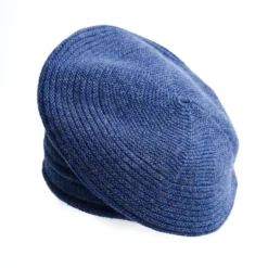 CAPPELLO BASCO A RIGHE BLU In cashmere