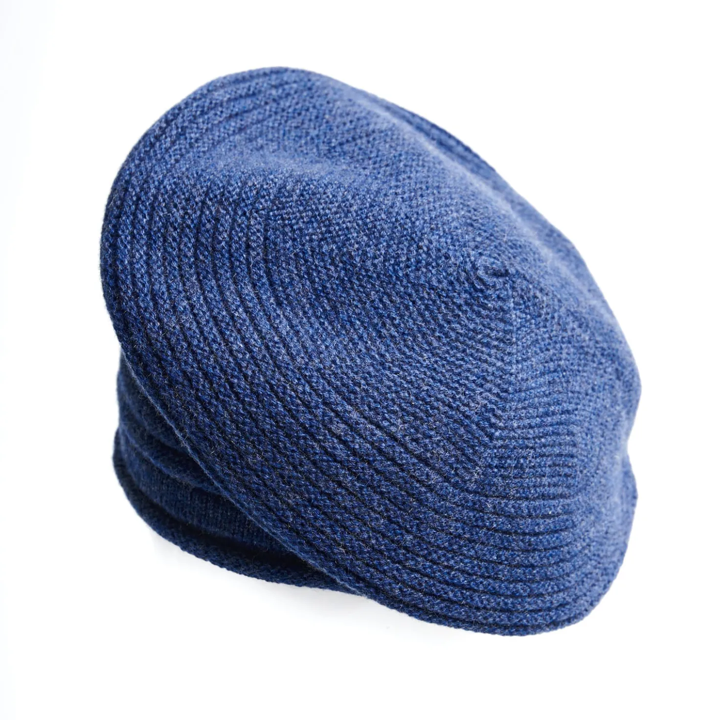 CAPPELLO BASCO A RIGHE BLU In cashmere