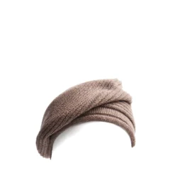 CAPPELLO BASCO A RIGHE MARRONE SCURO In cashmere