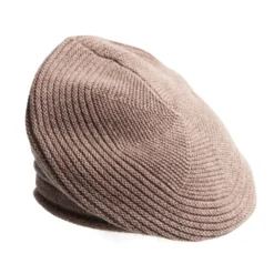 CAPPELLO BASCO A RIGHE MARRONE SCURO In cashmere