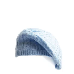 CAPPELLO BASCO A TRECCE AZZURRO In cashmere