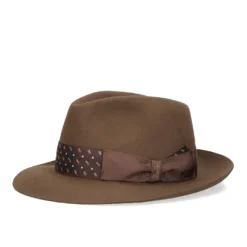 CAPPELLO MODELLO EUGENIO IN FELTRO MARRONE Con dettagli in seta marrone