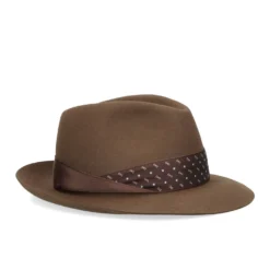 CAPPELLO MODELLO EUGENIO IN FELTRO MARRONE Con dettagli in seta marrone