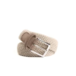 CINTURA INTRECCIATA IN LANA BEIGE Con finiture in camoscio