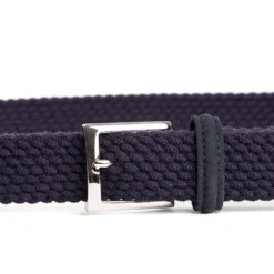 CINTURA INTRECCIATA IN LANA BLU SCURO Con finiture in camoscio