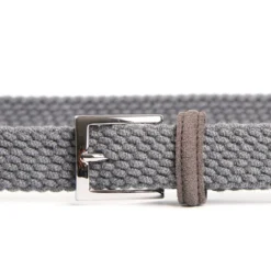 CINTURA INTRECCIATA IN LANA GRIGIO CHIARO Con finiture in camoscio