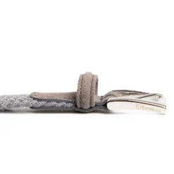 CINTURA INTRECCIATA IN LANA GRIGIO CHIARO Con finiture in camoscio