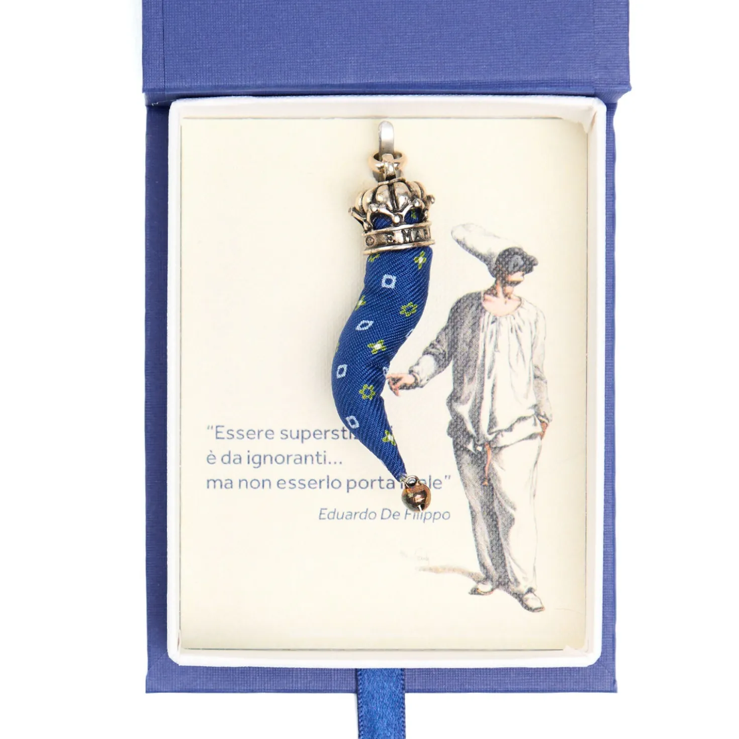 CORNETTO BLU In seta e argento