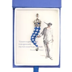 CORNETTO BLU In seta e argento