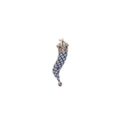 CORNETTO BLU SCURO In seta e argento