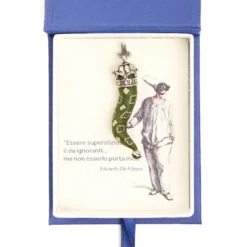 CORNETTO VERDE OLIVA In seta e argento