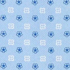 CRAVATTA ASCOT IN SETA AZZURRA Microfantasia fiore