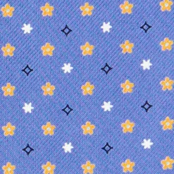 CRAVATTA ASCOT IN SETA AZZURRO POLVERE Microfantasia fiore