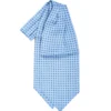 CRAVATTA ASCOT IN SETA AZZURRA Microfantasia fiore
