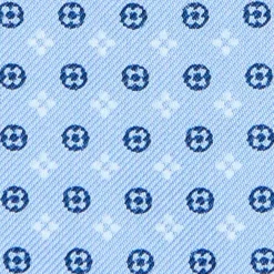 CRAVATTA ASCOT IN SETA AZZURRA Microfantasia fiore