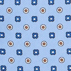 CRAVATTA ASCOT IN SETA AZZURRA Microfantasia fiore