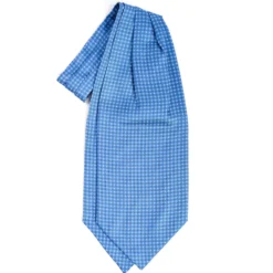 CRAVATTA ASCOT IN SETA BLUETTE Microfantasia fiore