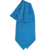 CRAVATTA ASCOT IN SETA BLU MEDIO Microfantasia fiore
