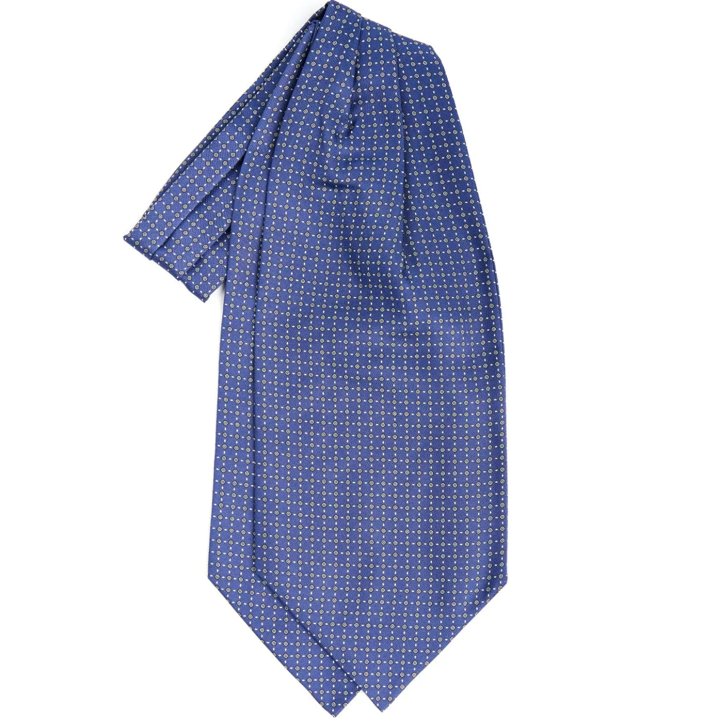 CRAVATTA ASCOT IN SETA BLU Microfantasia fiore