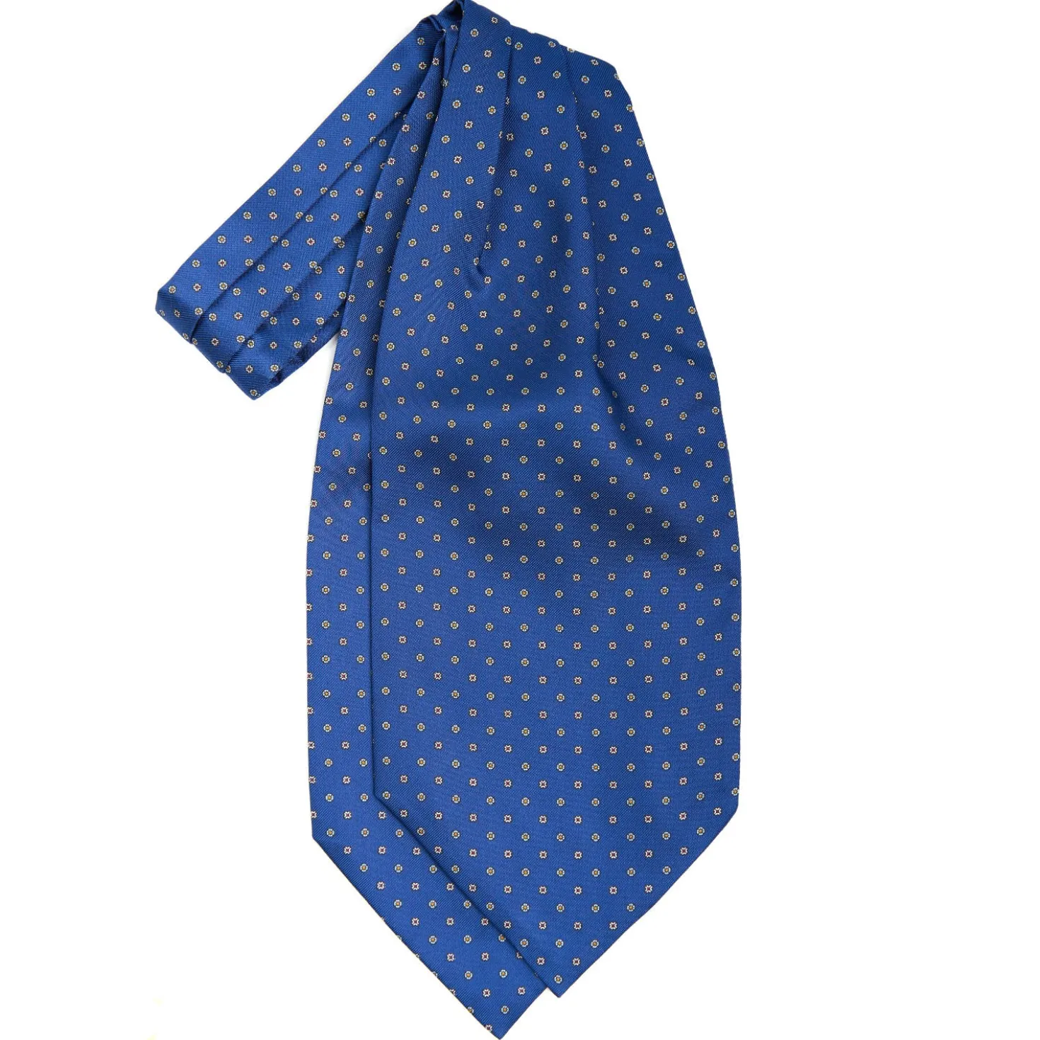 CRAVATTA ASCOT IN SETA BLU Microfantasia fiore