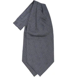 CRAVATTA ASCOT IN SETA BLU SCURO Microfantasia fiore