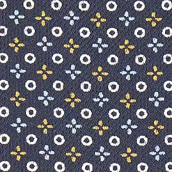 CRAVATTA ASCOT IN SETA BLU SCURO Microfantasia fiore