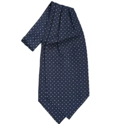 CRAVATTA ASCOT IN SETA BLU SCURO Microfantasia fiore