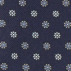 CRAVATTA ASCOT IN SETA BLU SCURO Microfantasia fiore