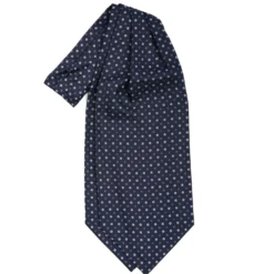 CRAVATTA ASCOT IN SETA BLU SCURO Microfantasia fiore
