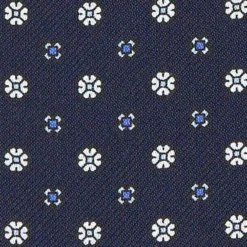 CRAVATTA ASCOT IN SETA BLU SCURO Microfantasia fiore