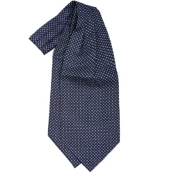 CRAVATTA ASCOT IN SETA BLU SCURO Microfantasia fiore