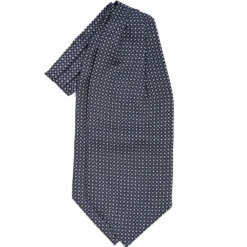 CRAVATTA ASCOT IN SETA BLU SCURO Microfantasia fiore