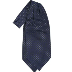 CRAVATTA ASCOT IN SETA BLU SCURO Microfantasia fiore