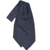 CRAVATTA ASCOT IN SETA BLU SCURO Microfantasia fiore
