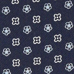 CRAVATTA ASCOT IN SETA BLU SCURO Microfantasia fiore
