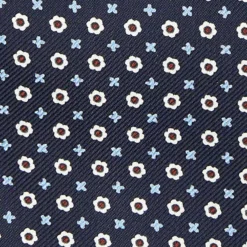 CRAVATTA ASCOT IN SETA BLU SCURO Microfantasia fiore