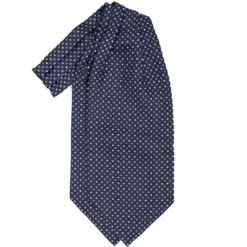 CRAVATTA ASCOT IN SETA BLU SCURO Microfantasia fiore