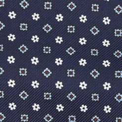 CRAVATTA ASCOT IN SETA BLU SCURO Microfantasia fiore