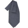 CRAVATTA ASCOT IN SETA BLU SCURO Microfantasia fiore