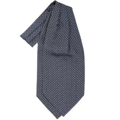 CRAVATTA ASCOT IN SETA BLU SCURO Microfantasia fiore