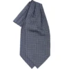 CRAVATTA ASCOT IN SETA BLU SCURO Microfantasia fiore